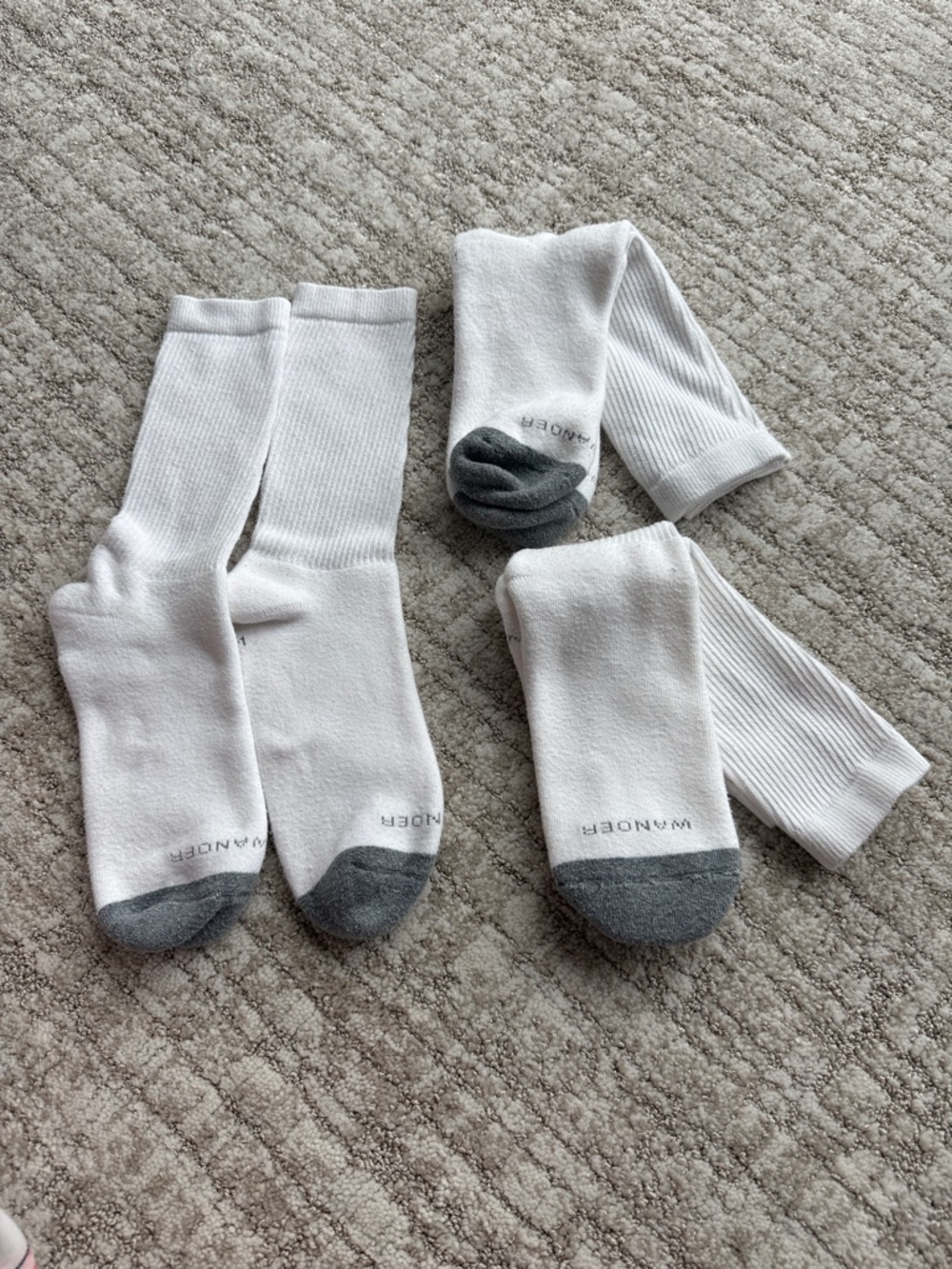 Men’s - Wander White Crew Athletic Socks with Gray Toe Panels - 3 Pairs